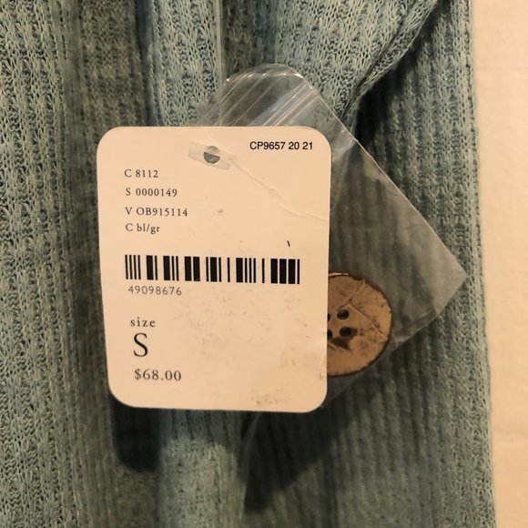 Free People Button Ribbed Oversize Sage Shirt Top - Picture 9 of 9